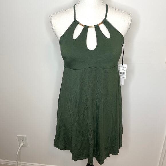 Robin Piccone Calista Gold Hardware Cover Up Dress Jungle Green Medium New - Picture 2 of 12